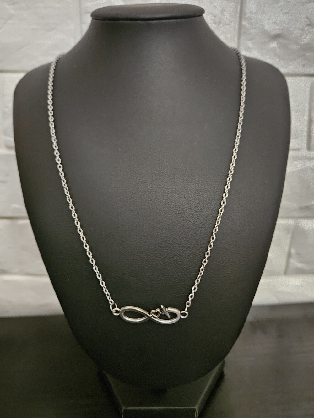 Silver Infinity Heartbeat Pendant Necklace - Silver